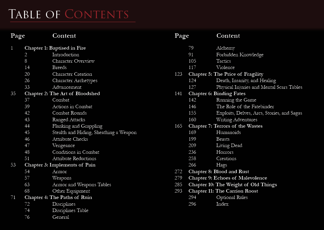 Left for the Vultures table of contents