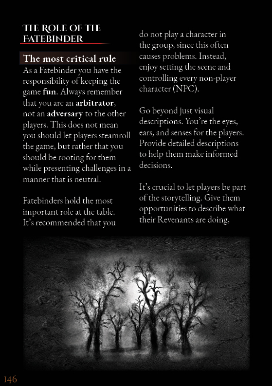 The Role of the Fatebinder page from the rulebook