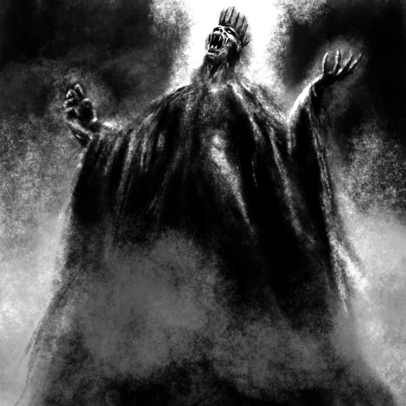 A lich wielding forbidden magick