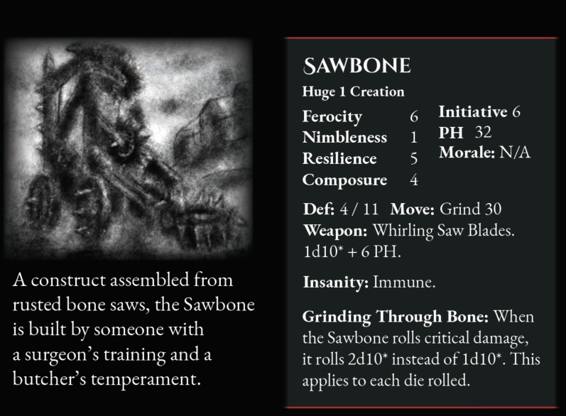 Sawbone stat block